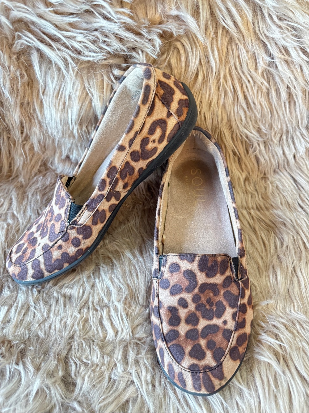 SOUL Naturalizer Leopard-Print Slip-On Loafers - Brown/Tan Sz 7.5